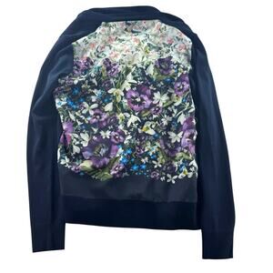 Ted Baker Heelia Butterfly Floral Cardigan Womens 2 US Small Mixed Media Navy
